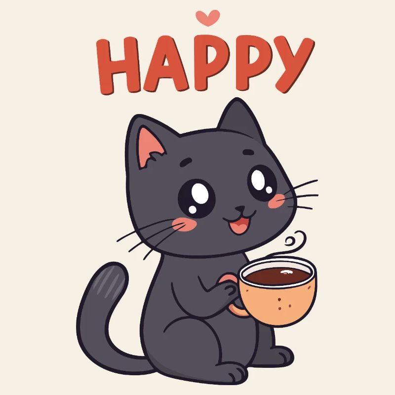 Happy Coffee Kitten