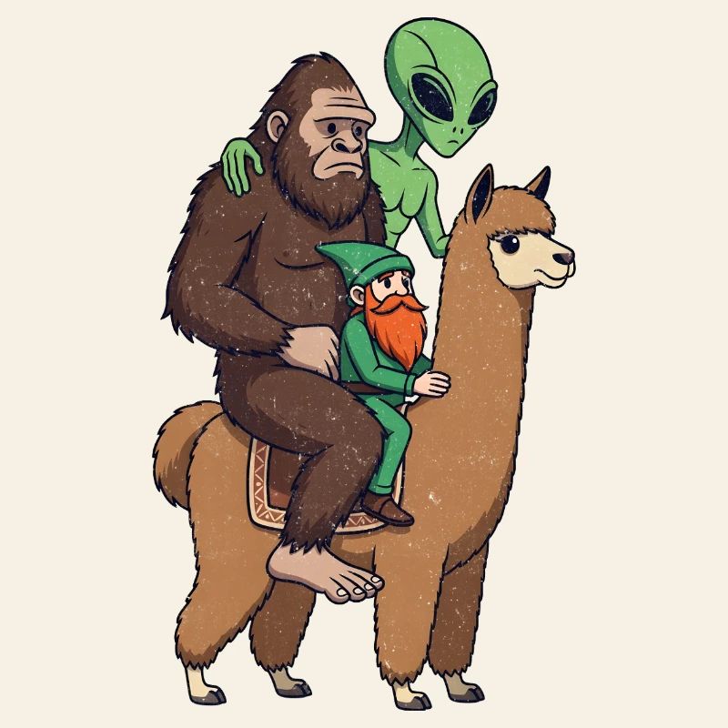 Sasquatch Elf Alien on Llama