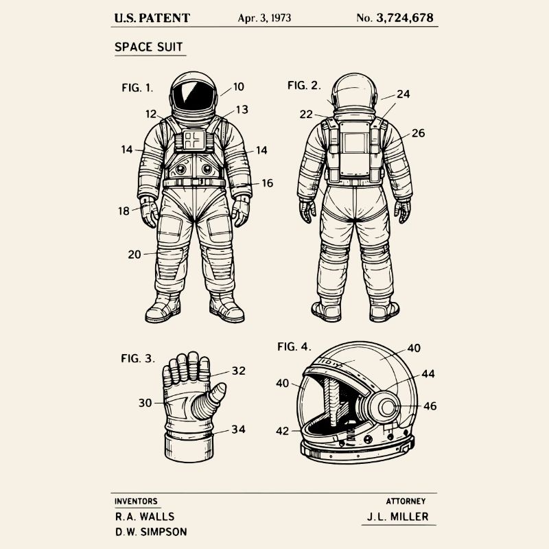 Plan de brevet de combinaison spatiale