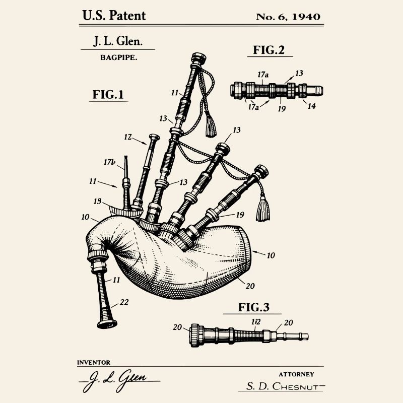 T-shirt médiéval design de plan de cornemuse