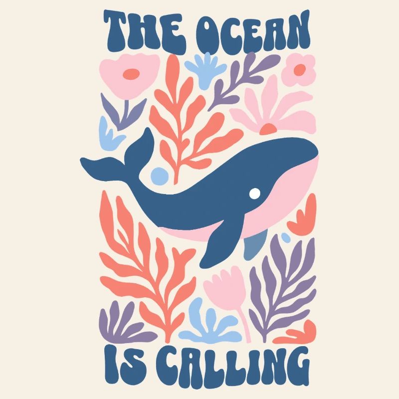 The Ocean Is Calling - Retro Wal Boho Blumen