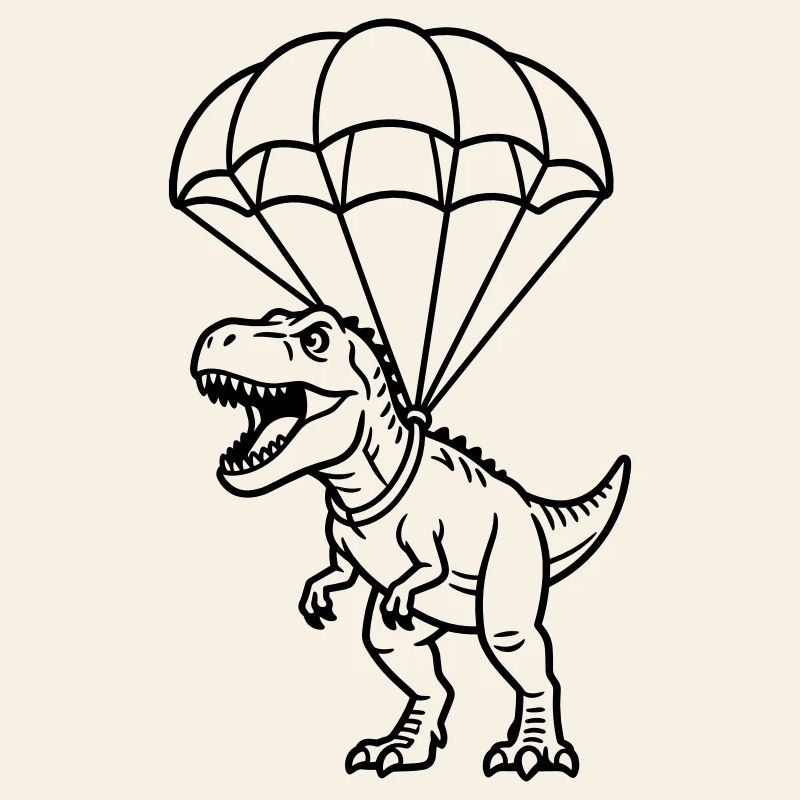 T Rex mit Fallschirm