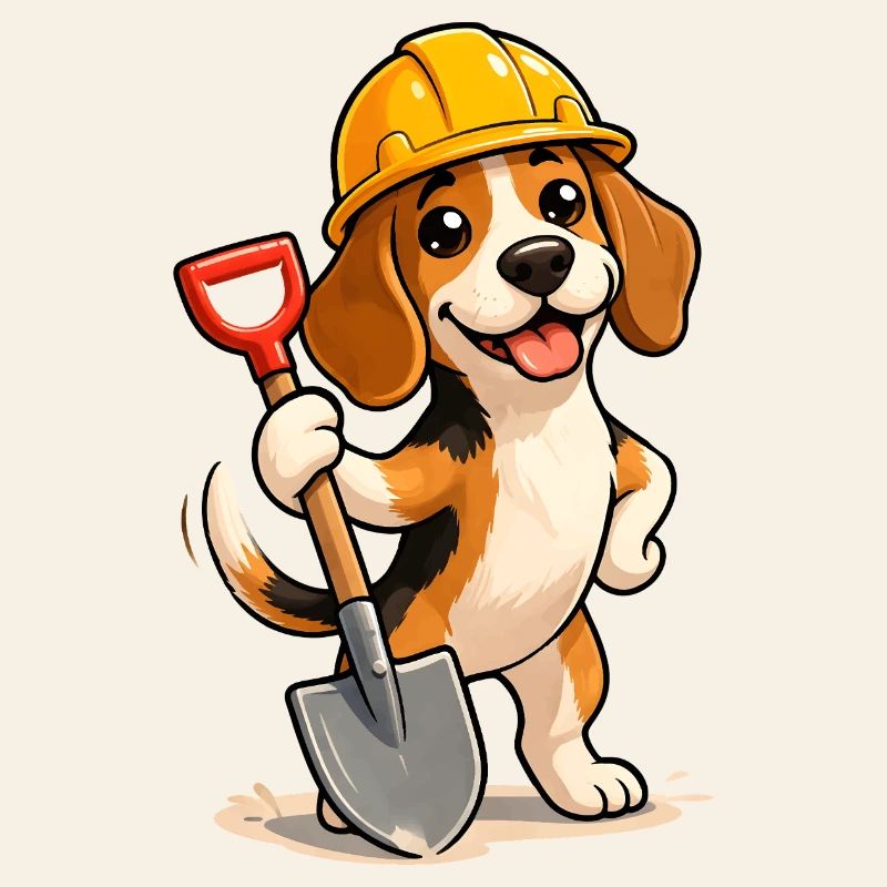 Beagle Ouvrier du Bâtiment Style Drôle et Fun Design