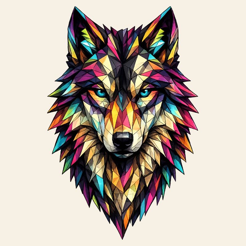 Farbgeometrischer Wolf