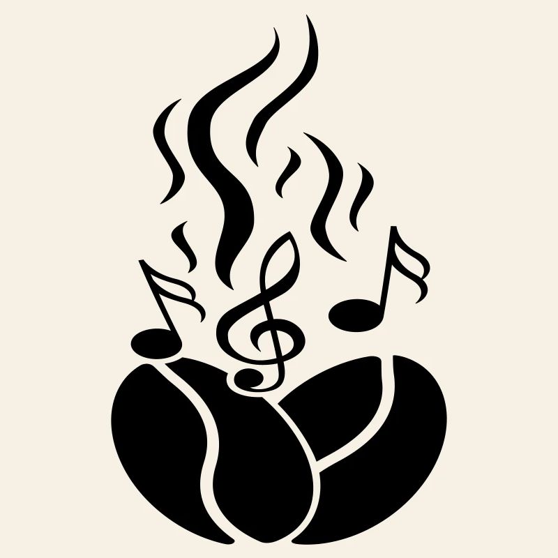 Coffee beans with music notes