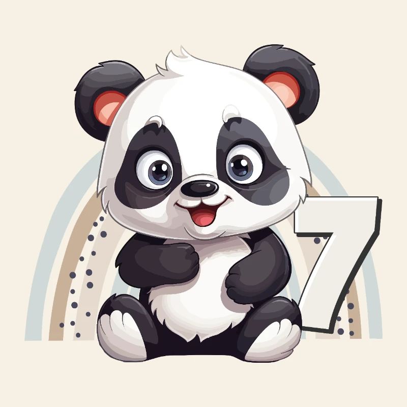 7e anniversaire Panda Bear Arc-en-ciel Doux Mignon
