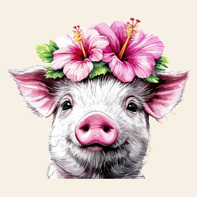 Cochon à couronne d’hibiscus