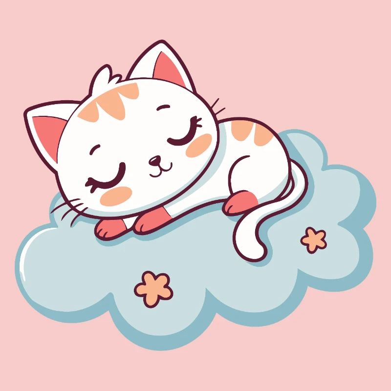 Sleeping Kitten on Soft Cloud