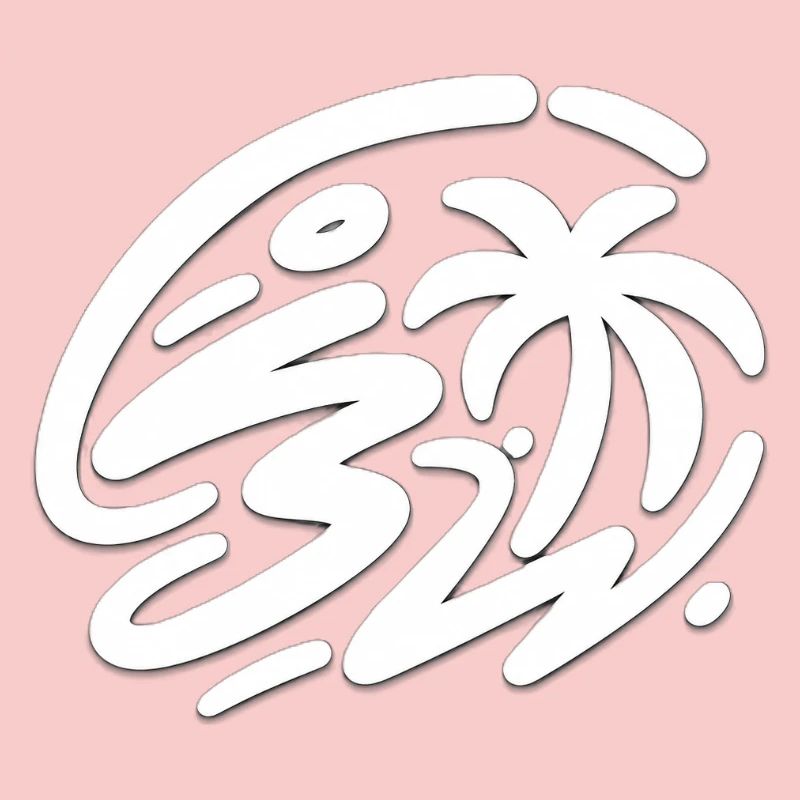 Palm tree and stylized tropical waves