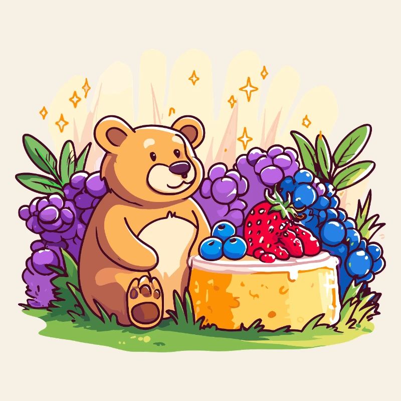 Cuddly bear on fruit cake