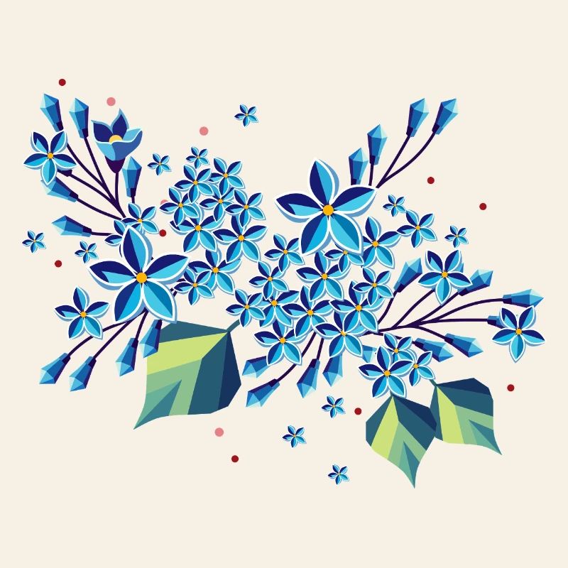 Lilac branch – elegant blue tones in a modern design