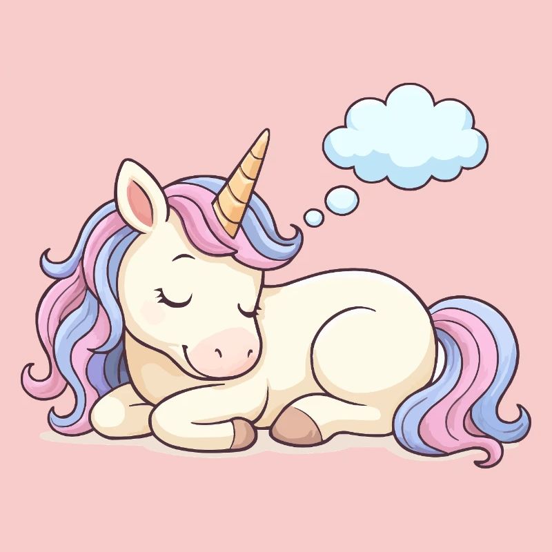 Sleeping unicorn with rainbow mane