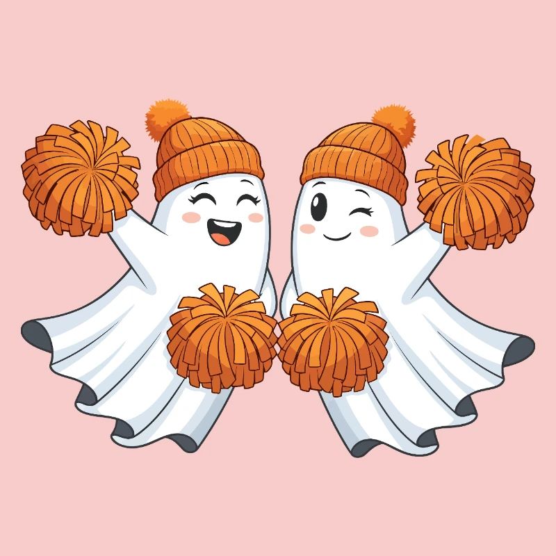 Fantômes mignons avec des pompons