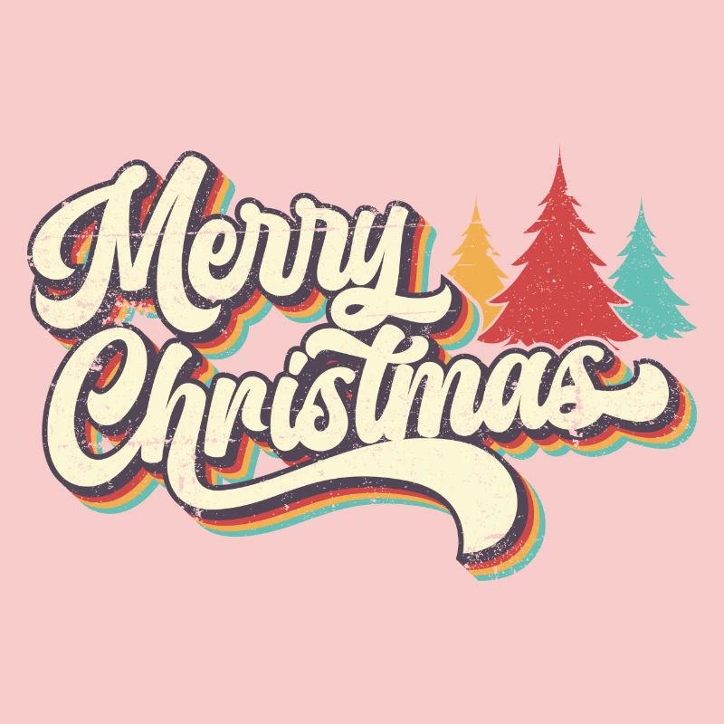 Rétro Joyeux Noël Arc-en-ciel Script