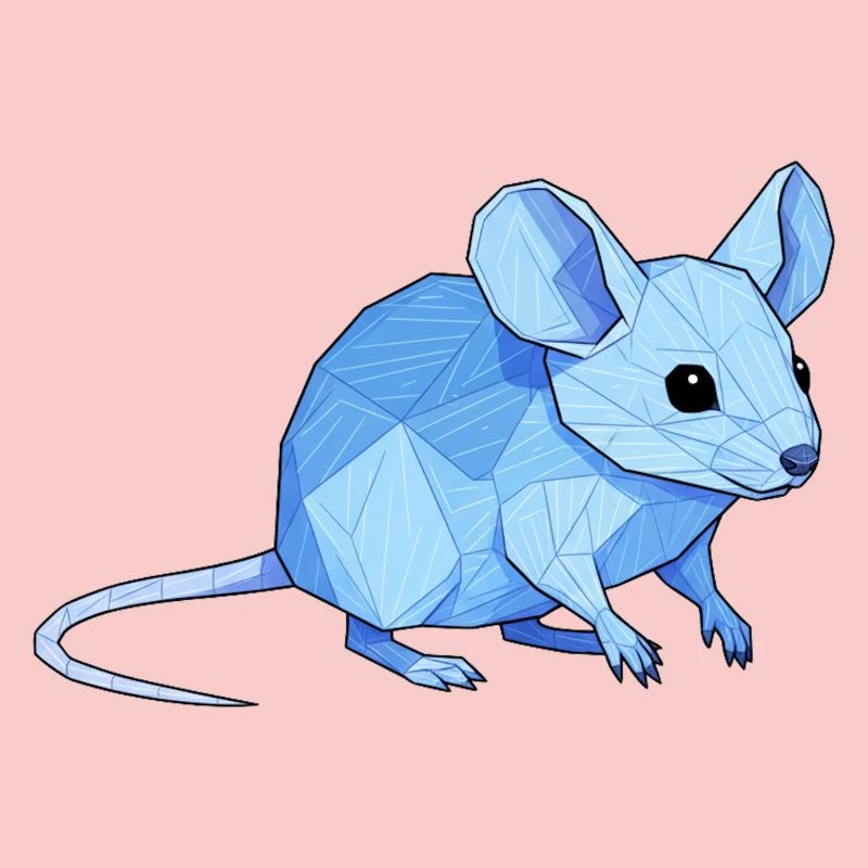 Blauer Low-Poly Maus
