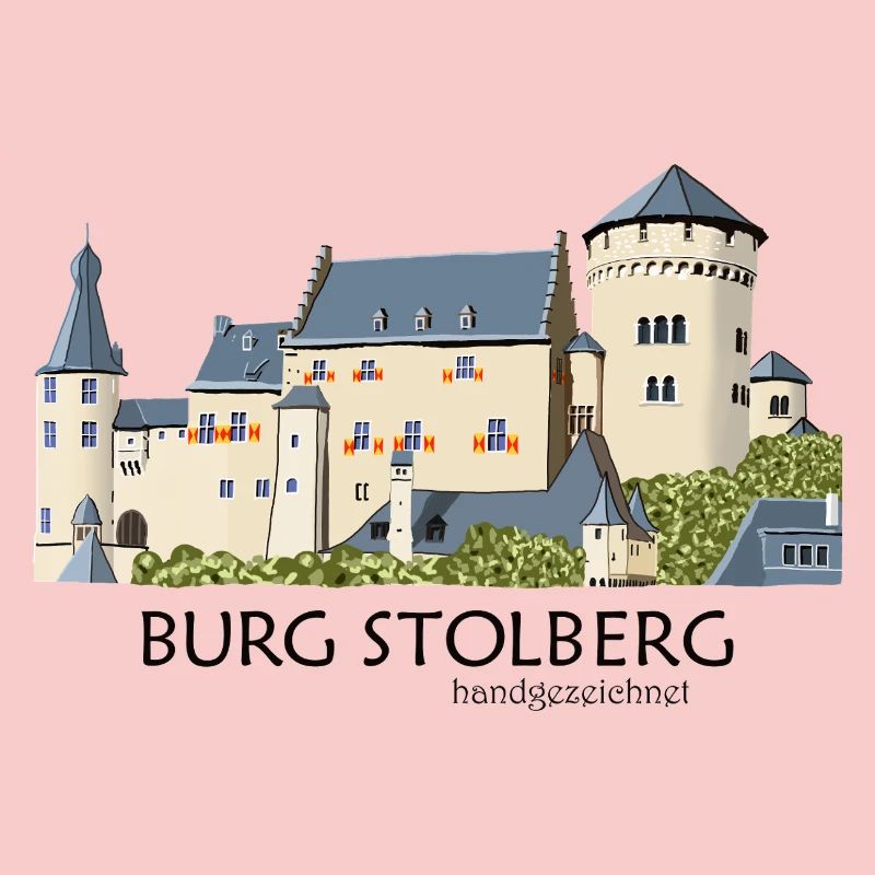 Château de Stolberg, Eifel, dessin à la main au Moyen Âge