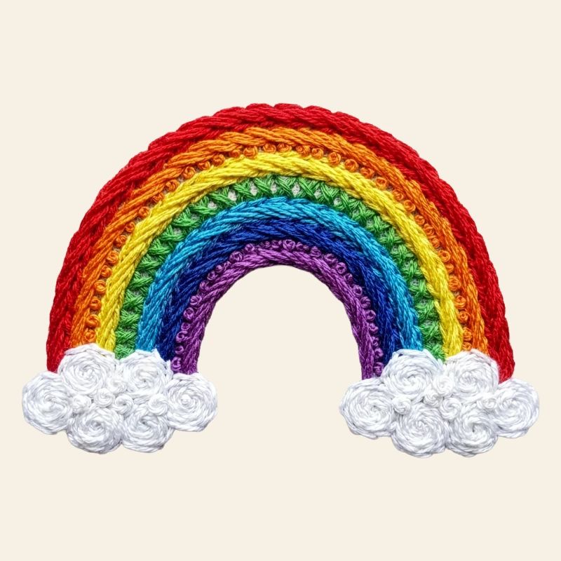 Rainbow in embroidered look (printed)