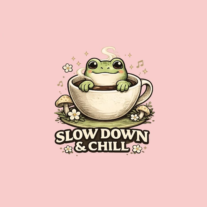Slow Down & Chill – Cute Frog Coffee Aesthetic 