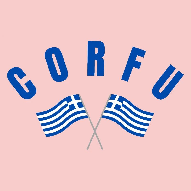 Corfou avec drapeaux grecs croisés