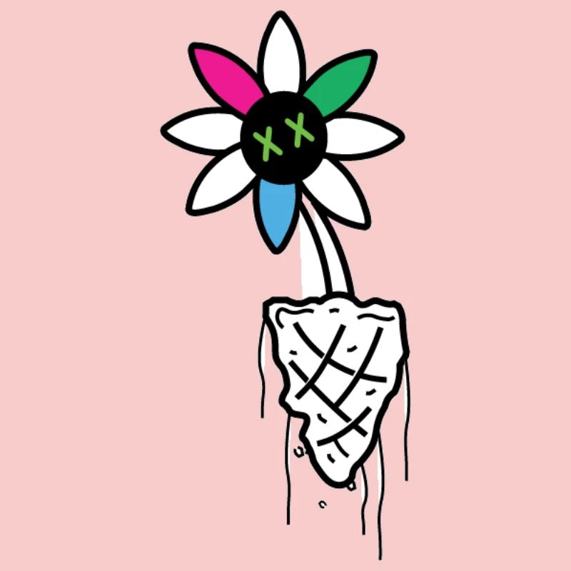 Illustration de crâne de fleur vive