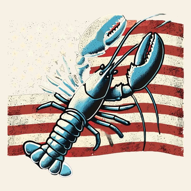 Homard devant le drapeau américain