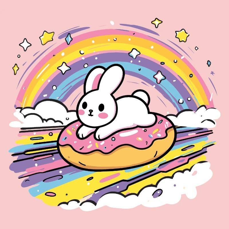 Rabbit on donut rainbow