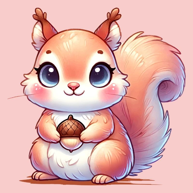 L’écureuil mignon avec sa nourriture préférée