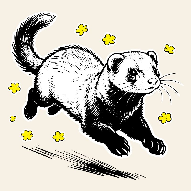 Frettchen in Blüten glitzern