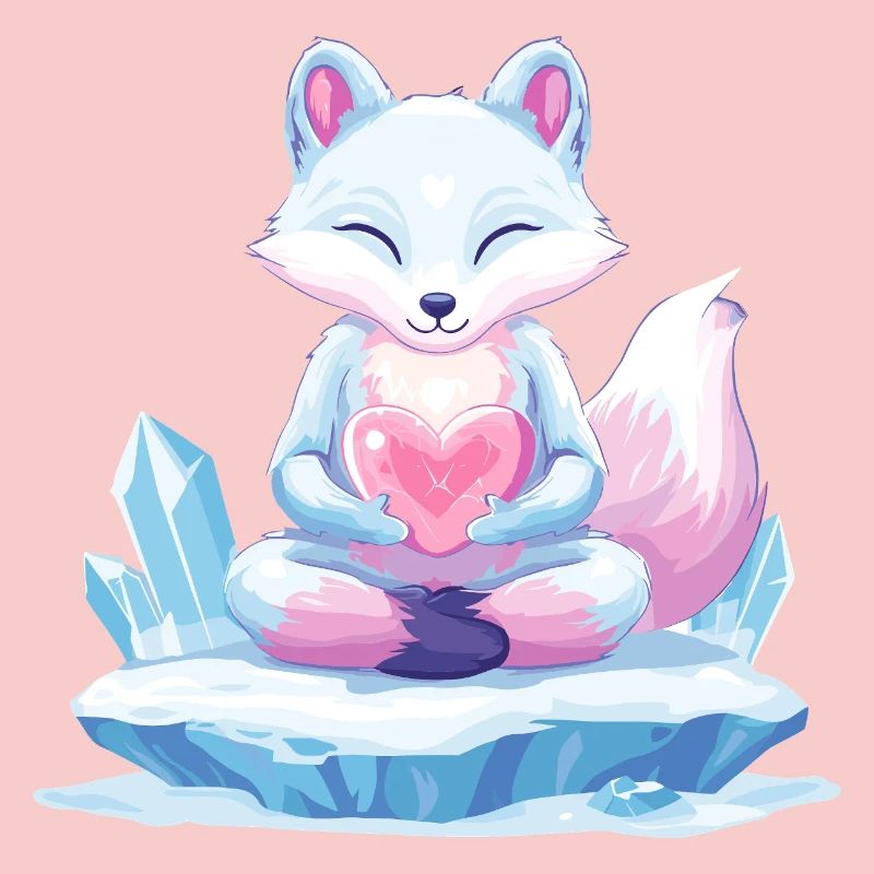 Pastell-Eisfuchs mit Herz