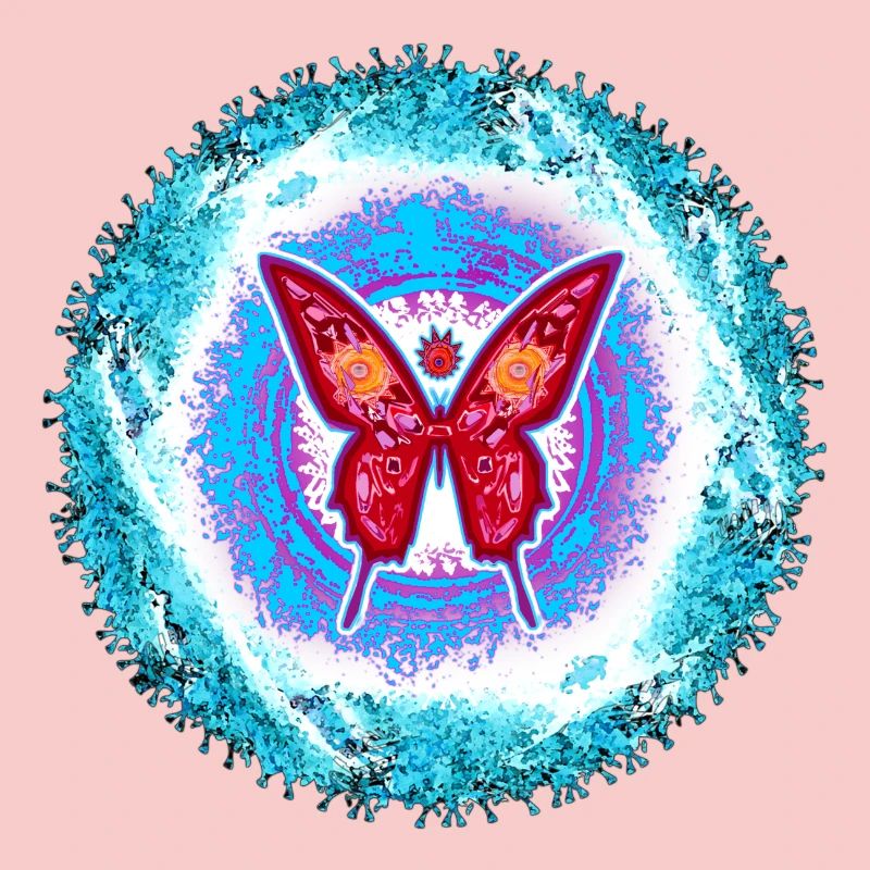 Glowing butterfly with mental pattern