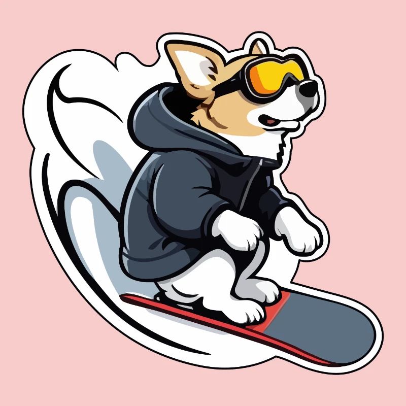 Chien de snowboard