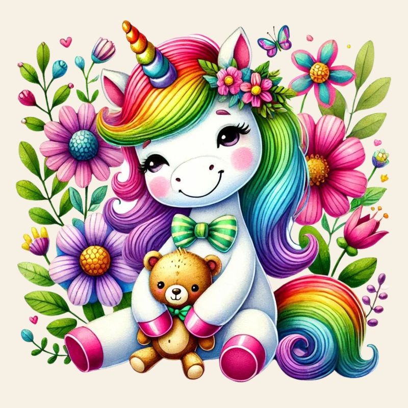 Regenbogen Einhorn Blumentraum