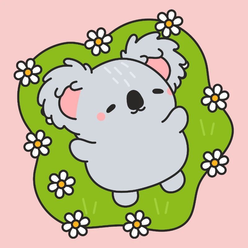 Koala fleuri rêveur