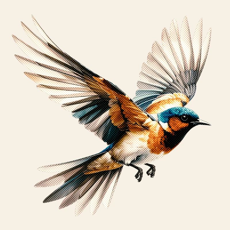 Lebendige Pop-Art mit fliegendem Vogel