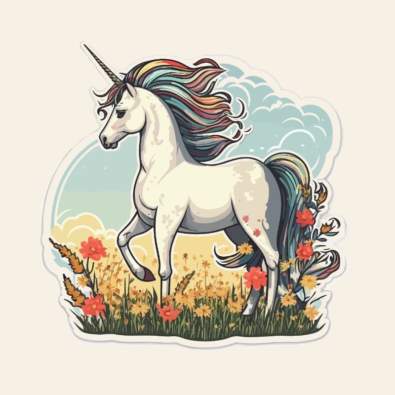 Licorne dans le champ de soleil