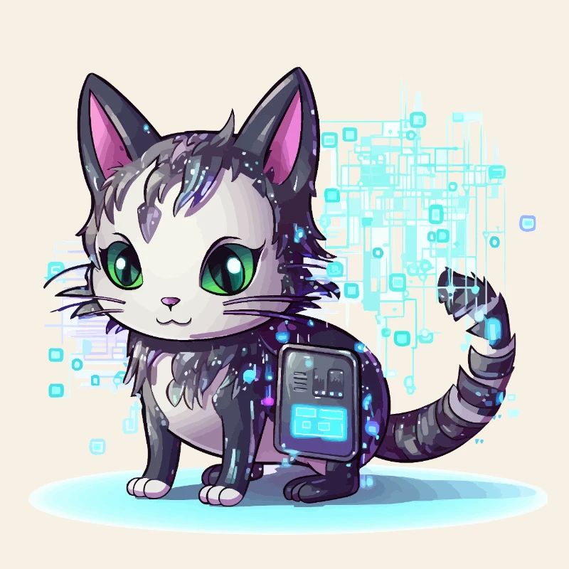 Cybercat Neon Pixel Magic