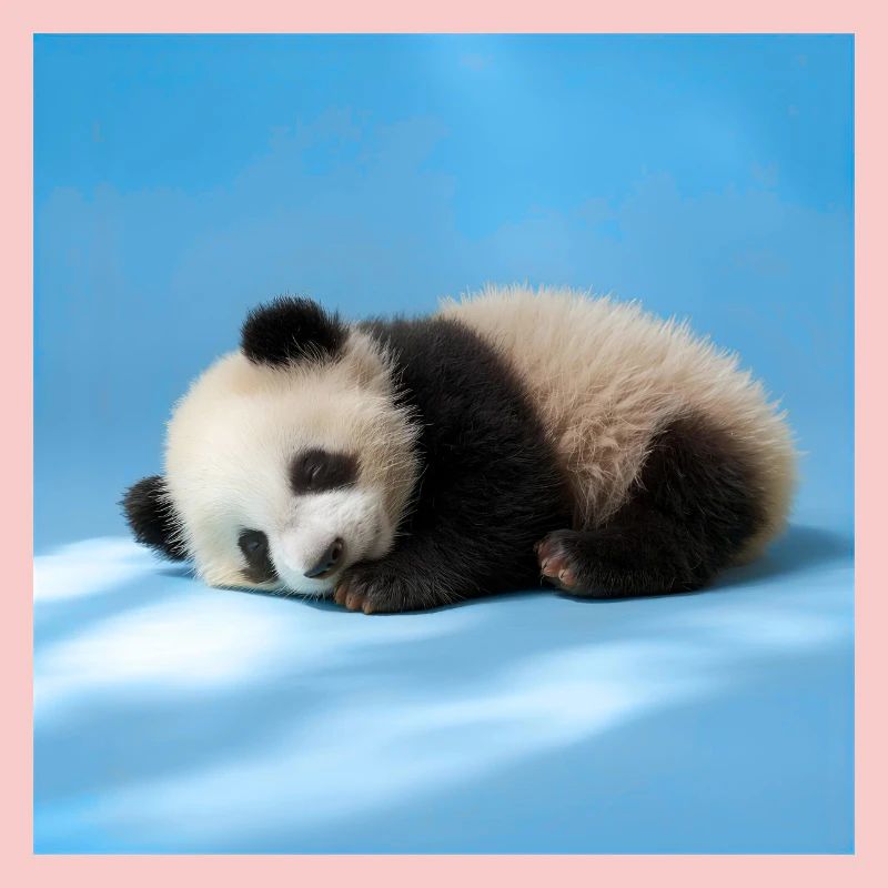 Blauer schlafender Panda