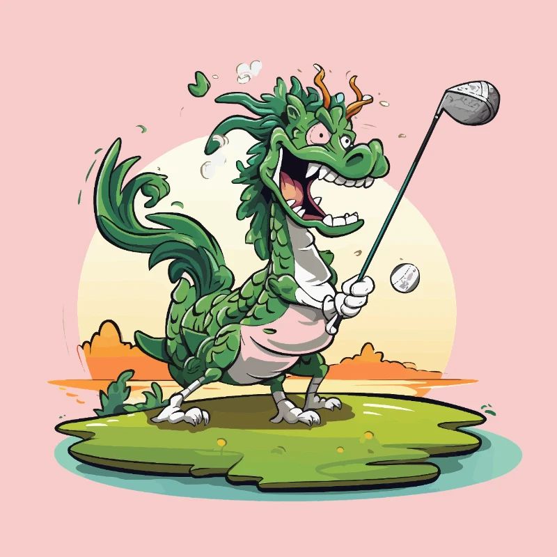 Golfender Drache am Tee