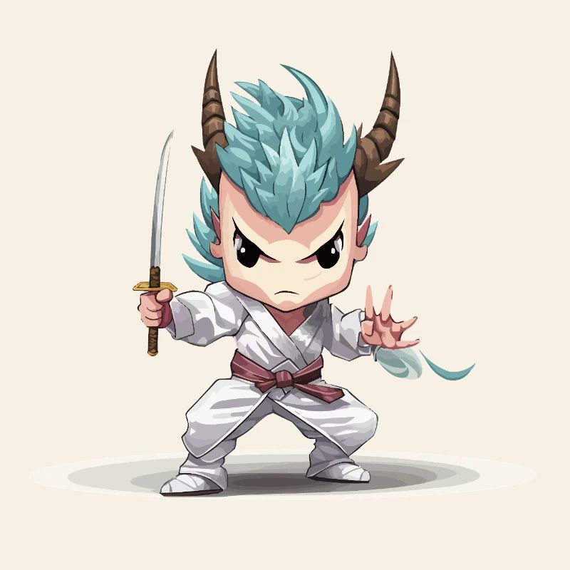 Guerrier Chibi avec Katana