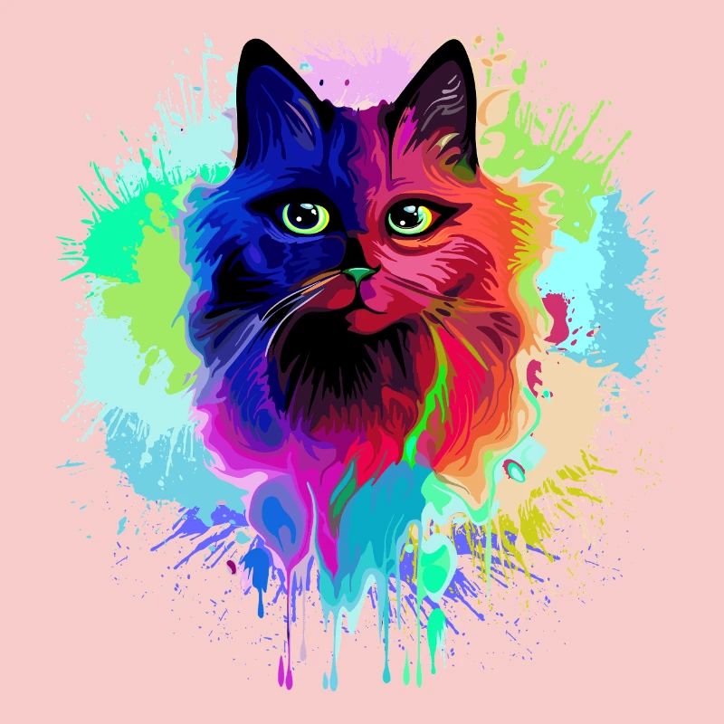 Cat Psychedelic Trippy Paint Splats
