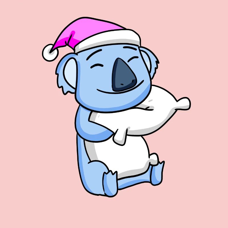Koala with pillow and sleeping cap