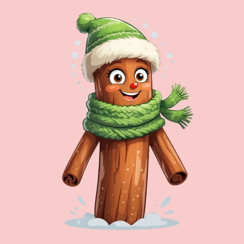 Souche d’arbre d’hiver avec écharpe