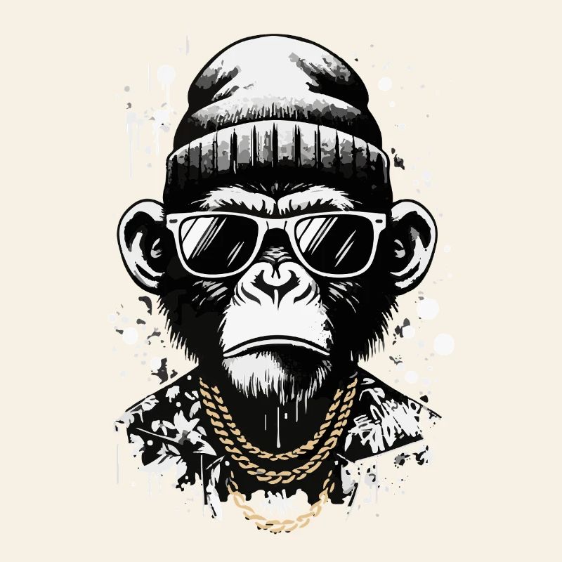 Singe cool avec style de rue et chaînes