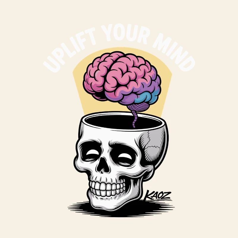 Skull and Floating Brain, uplift your mind