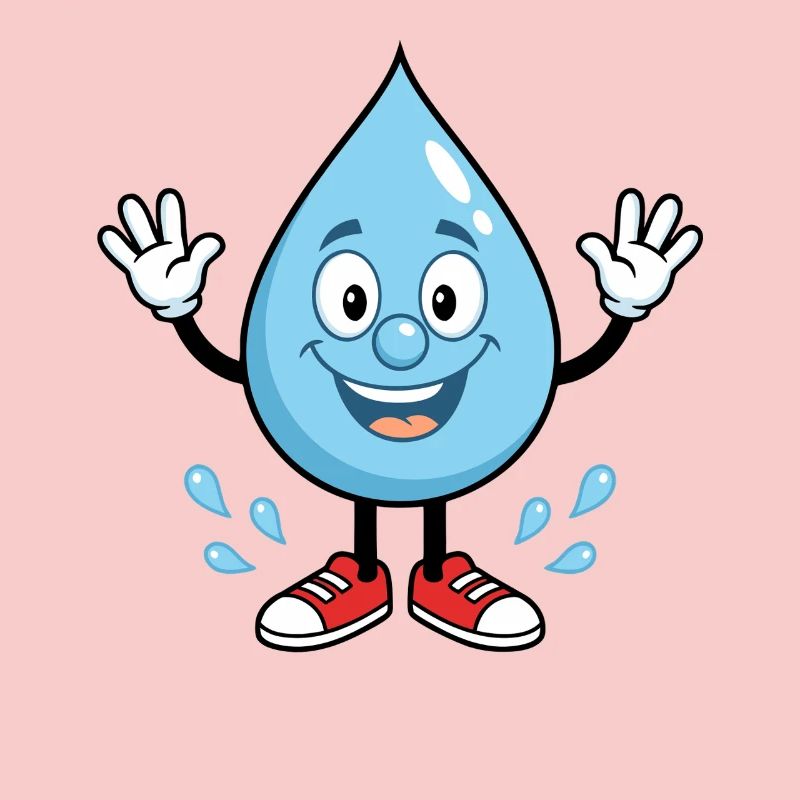 Drop d’eau heureuse avec des baskets