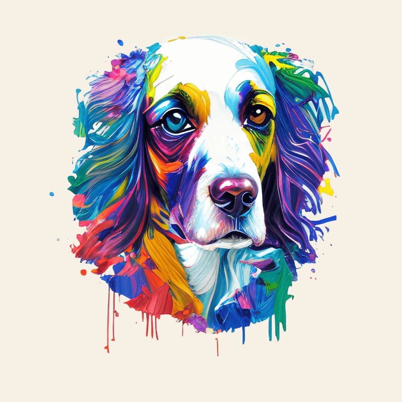 Englischer Springer Spaniel Bunte Spritzkunst