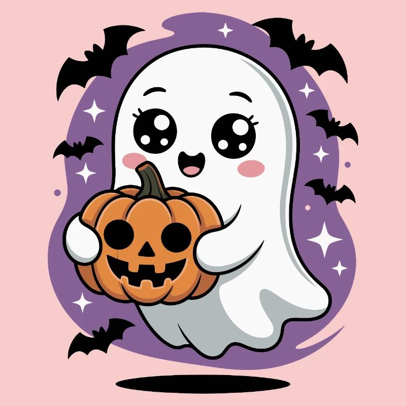 Cute ghosts with pumpkin Halloween design