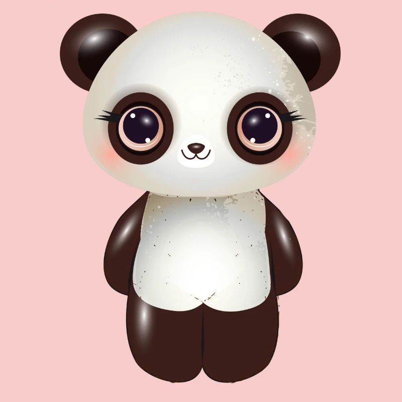 cute panda with pink cheeks in comic style