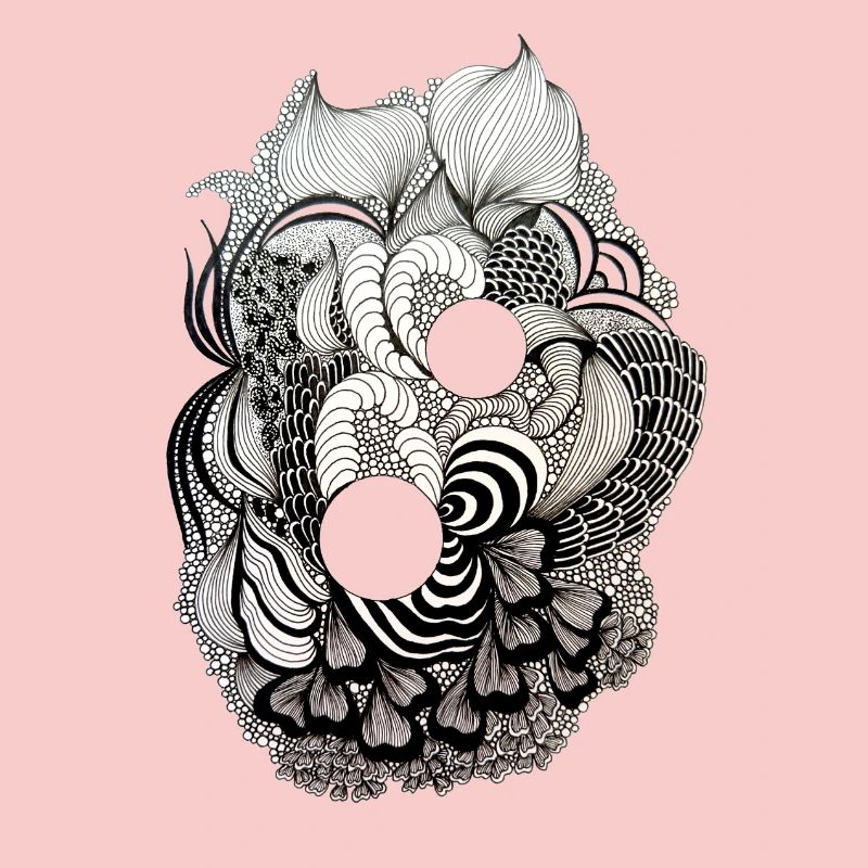 Black and White Flower Ring Pattern