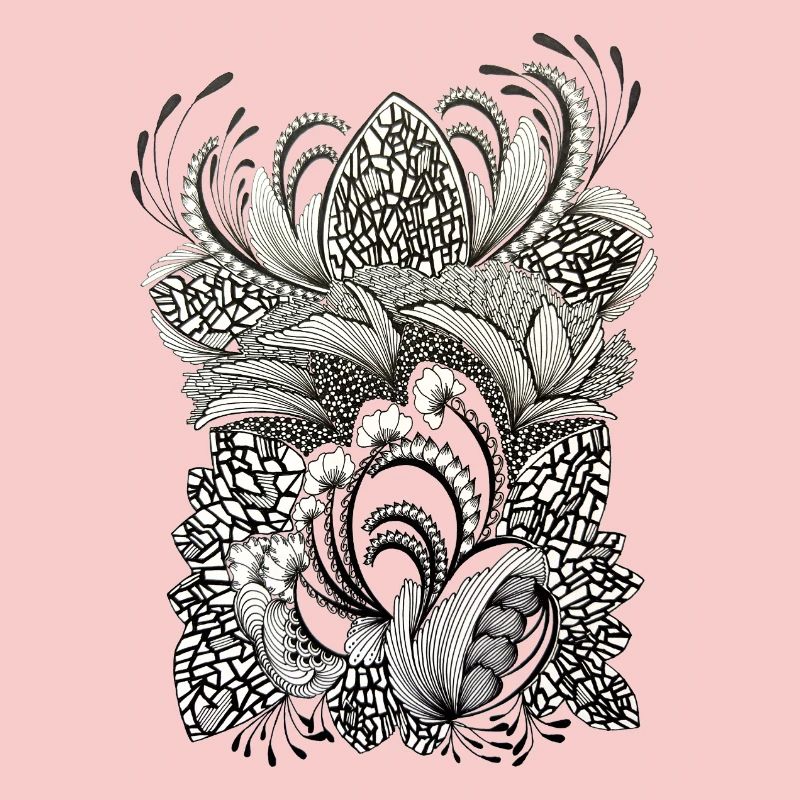 Black and White Flower Branches Pattern